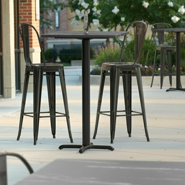 Lancaster Table & Seating LT Excalibur 27.5'' Bar Height Table, Smooth Letizia Finish, Cross Base Plate. 4272828LZ22B
